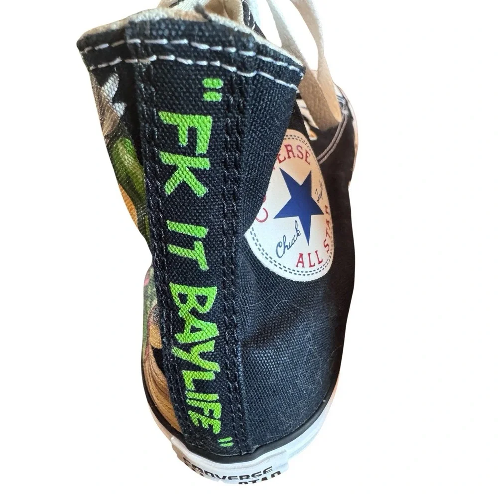 Custom Black White Converse Teenage Mutant Ninja Turtles Sz Men's 9/Women's Sz11 - Picture 6 of 10